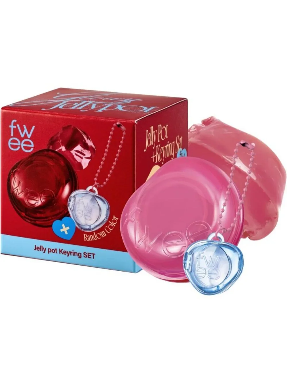 Glowy Jelly Pot & Keychain Set | Tinted Lip & Blush Color, Dewy Finish - Coral